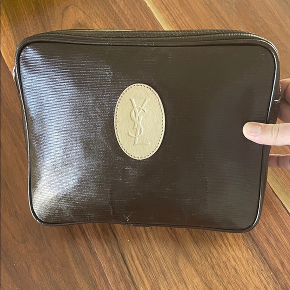 YSL Chocolate Brown Vintage Clutch. B61 - Picture 2 of 12